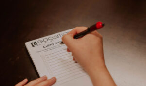 Goosmann Law legal pad writing