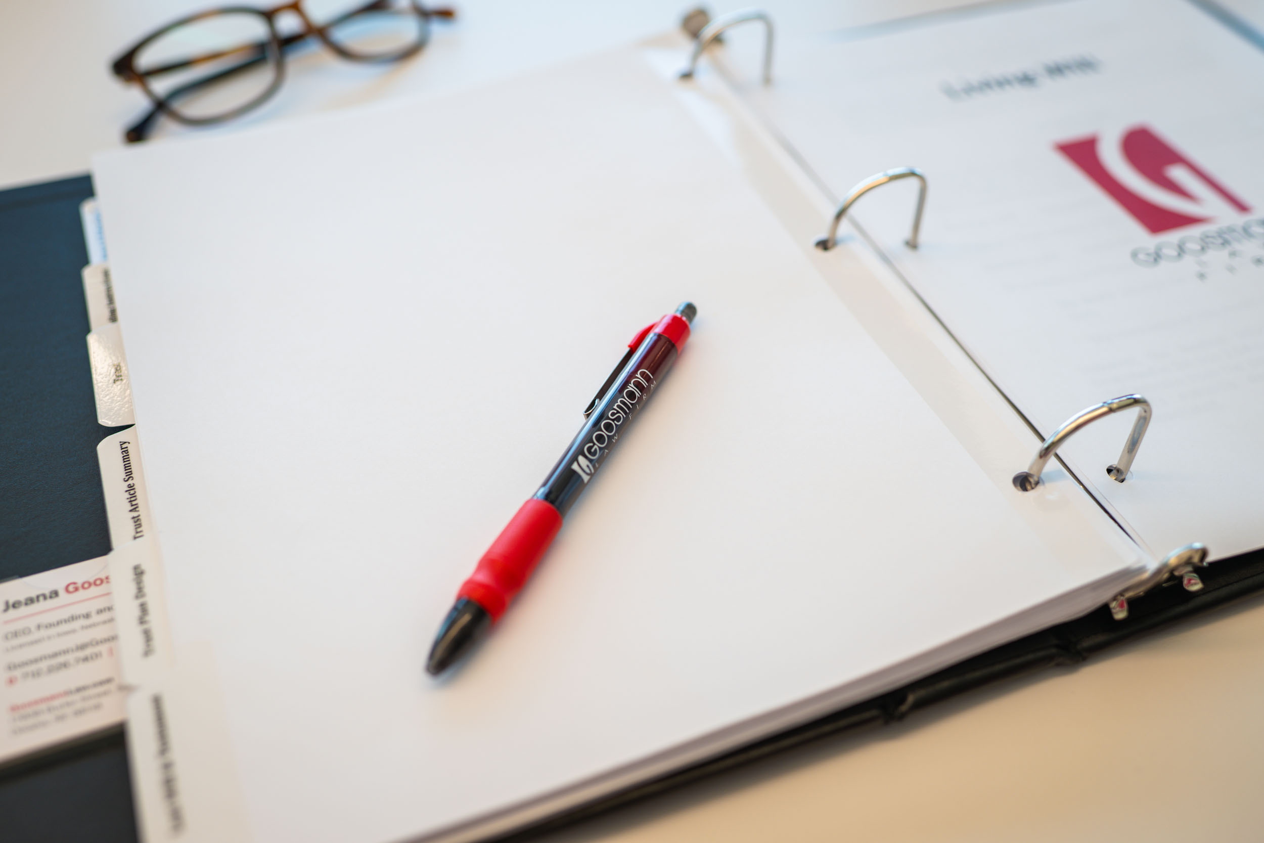 Goosmann pen on legal documents