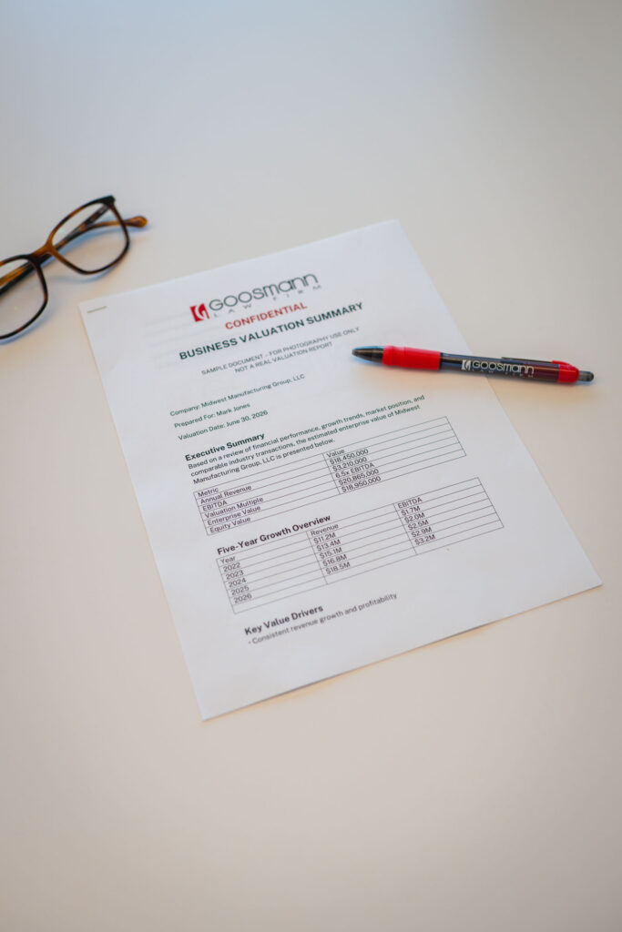 Business valuation summary document
